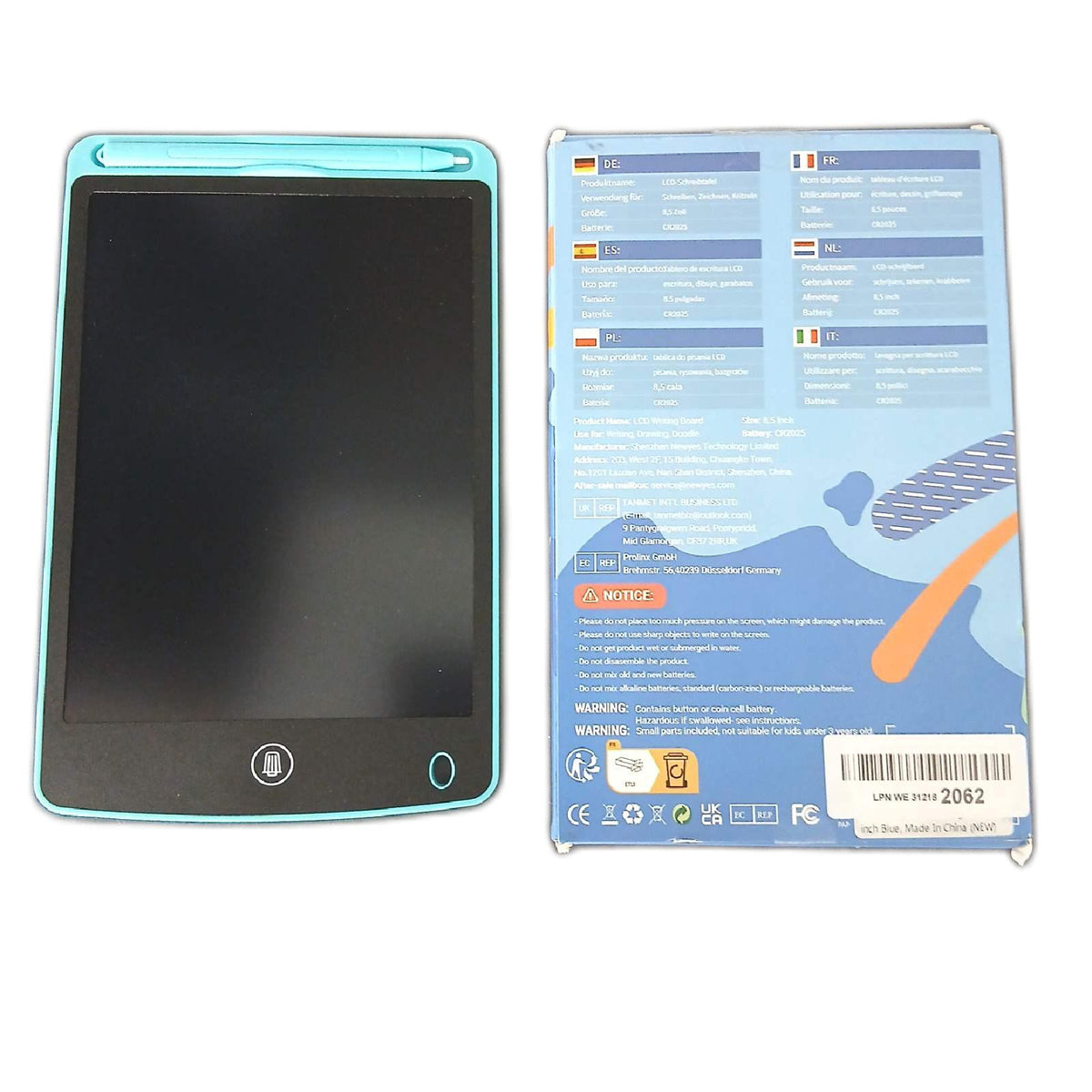 Homestec 8,5-Zoll LCD-Schreibtafel für Kinder, bunt – Neu