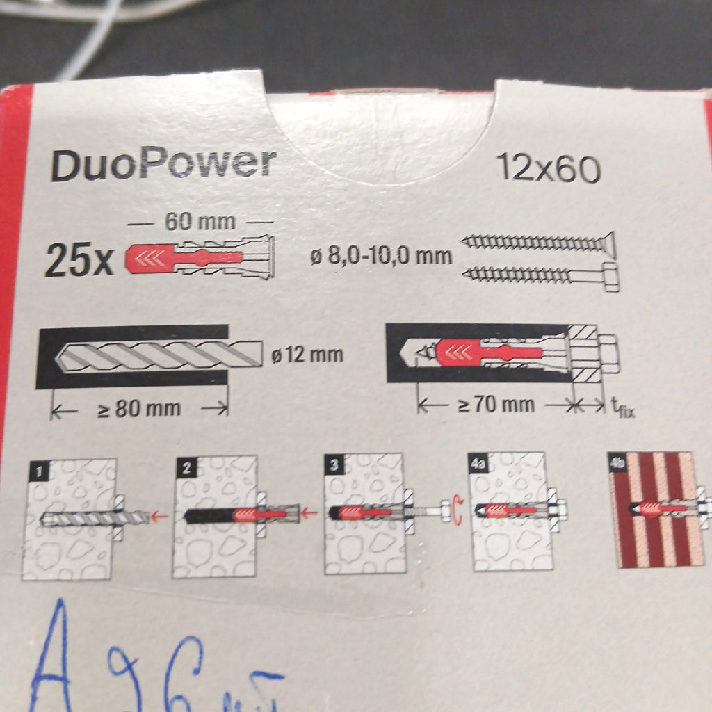 fischer DuoPower 12 x 60, Universaldübel, 2-Komponenten-Dübel – Wie neu