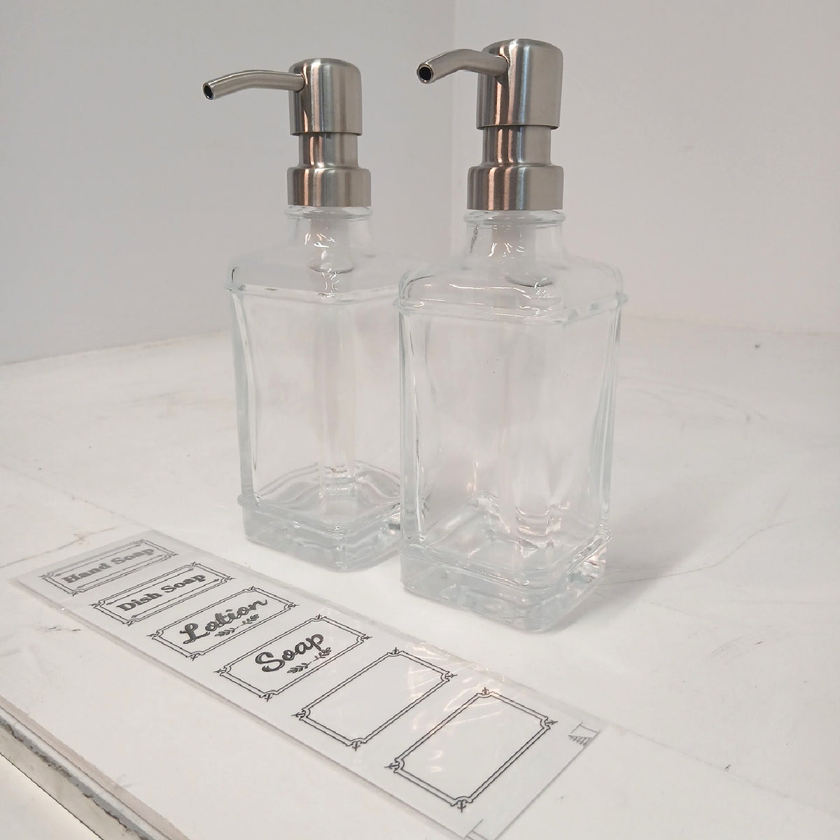 2er-Pack Glas-Seifenspender-Flasche mit Pumpe, 12 Oz tropffreie – Wie neu