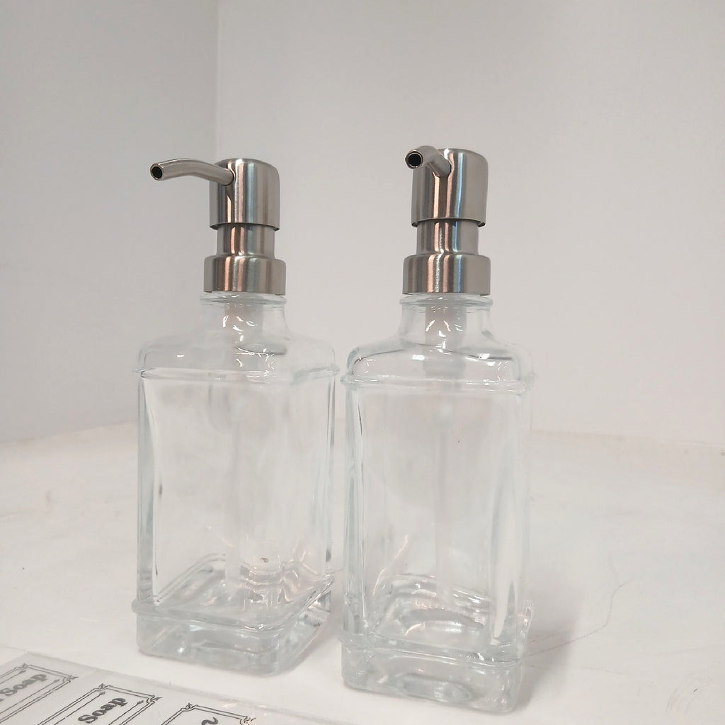 2er-Pack Glas-Seifenspender-Flasche mit Pumpe, 12 Oz tropffreie – Wie neu