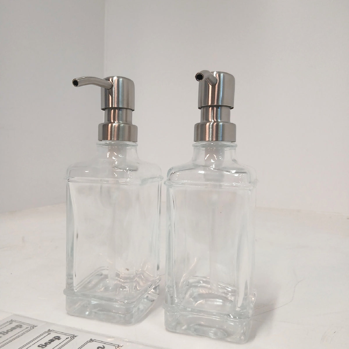 2er-Pack Glas-Seifenspender-Flasche mit Pumpe, 12 Oz tropffreie – Wie neu