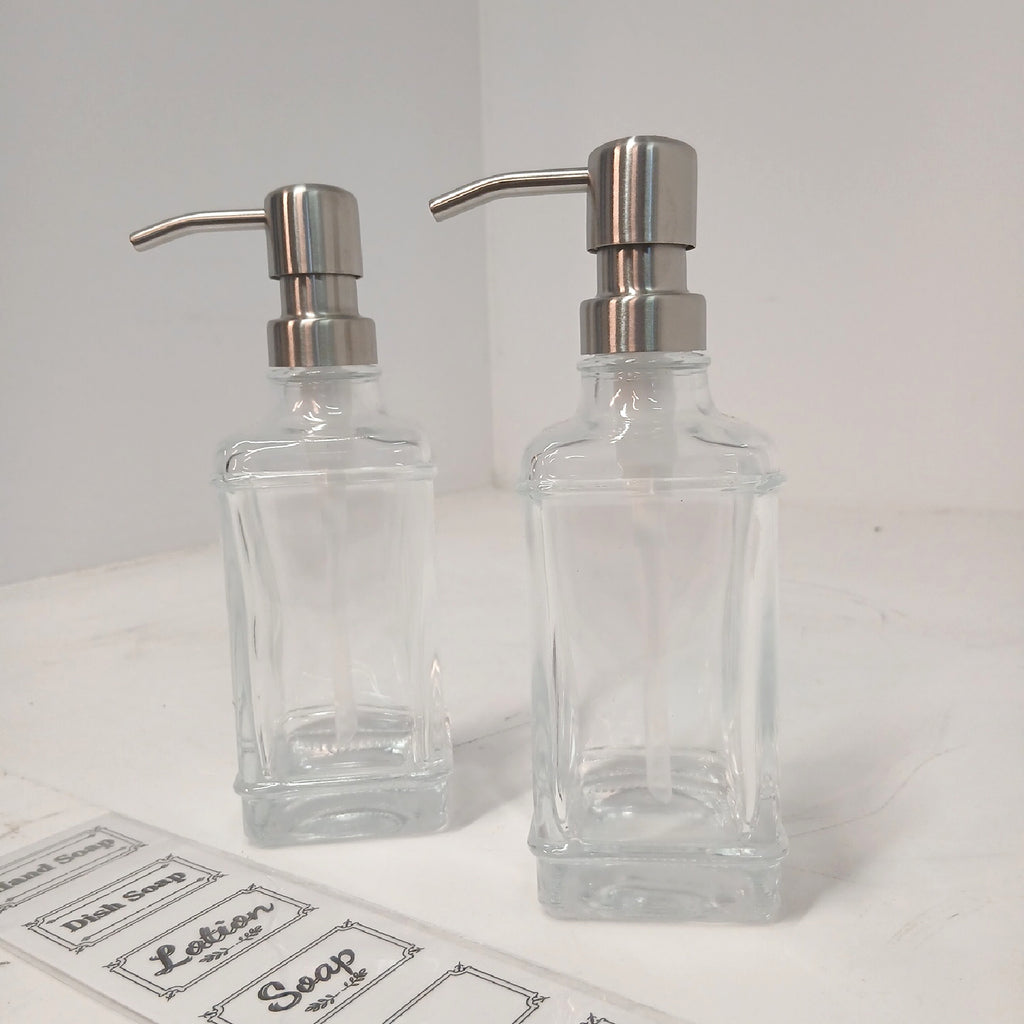 2er-Pack Glas-Seifenspender-Flasche mit Pumpe, 12 Oz tropffreie – Wie neu
