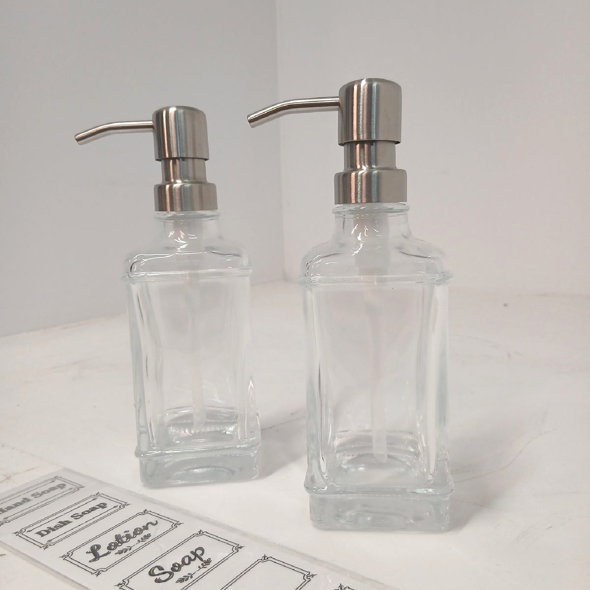 2er-Pack Glas-Seifenspender-Flasche mit Pumpe, 12 Oz tropffreie – Wie neu