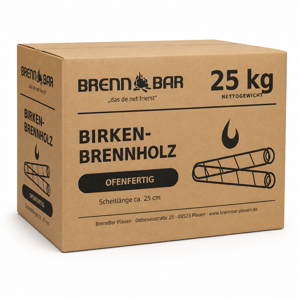 25 kg Brennholz Birke – ofenfertig & trocken – Scheitlänge ca
