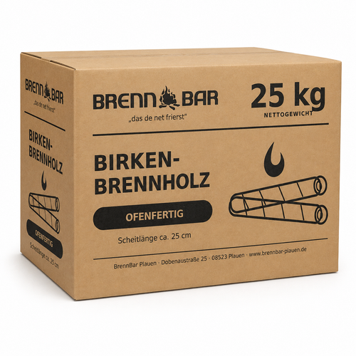 25 kg Brennholz Birke – ofenfertig & trocken – Scheitlänge ca