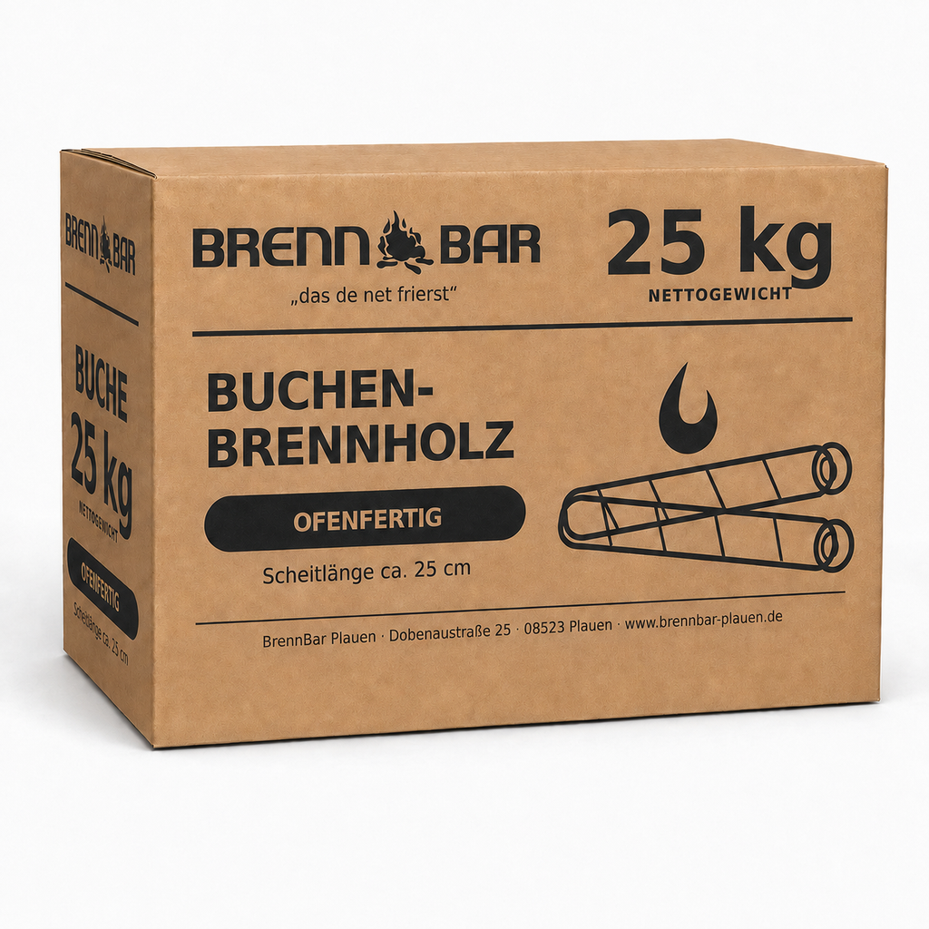 25 kg Brennholz Buche – ofenfertig & trocken – Scheitlänge ca