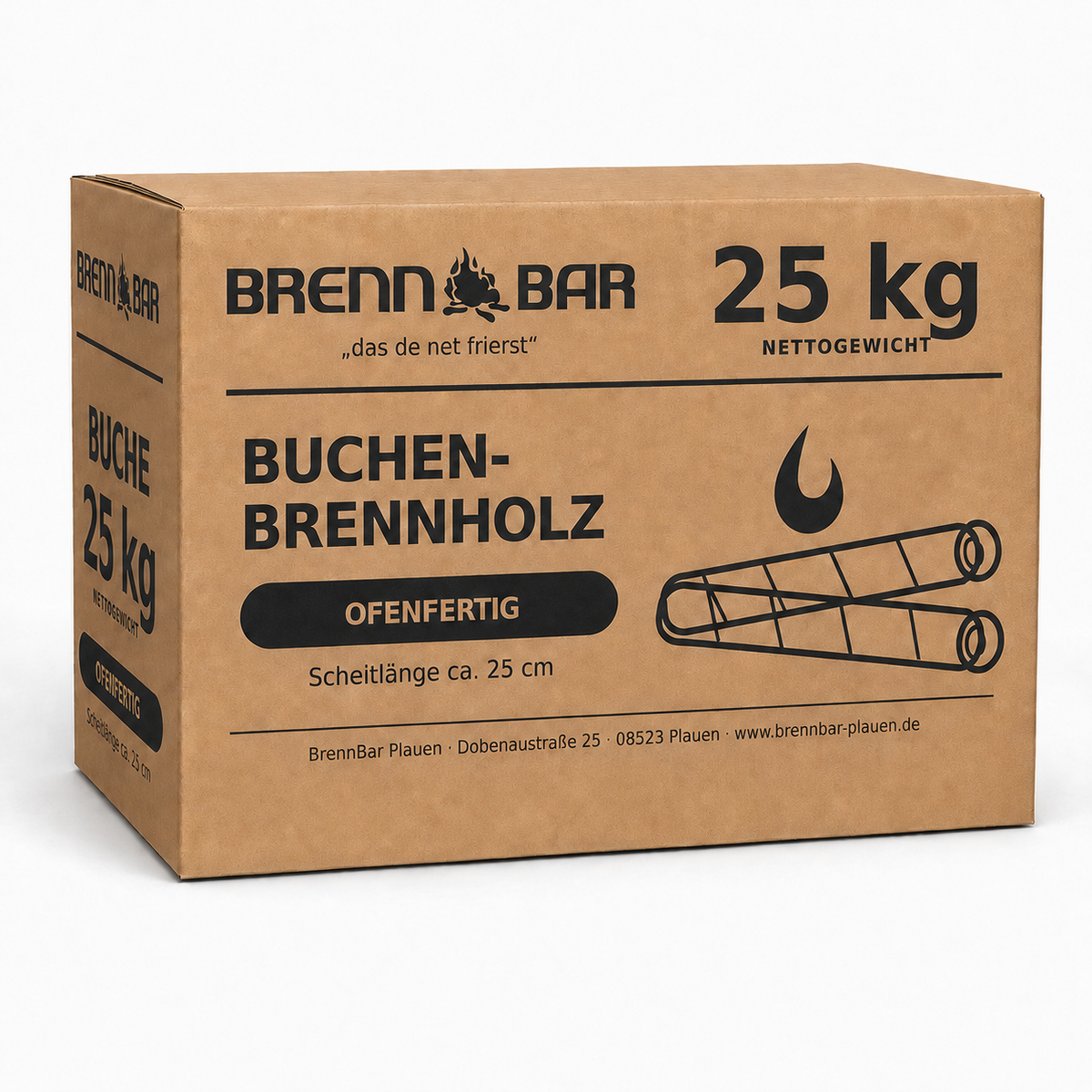 25 kg Brennholz Buche – ofenfertig & trocken – Scheitlänge ca