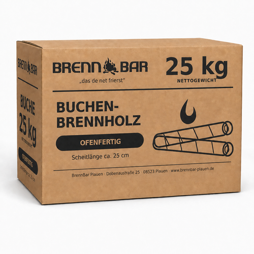 25 kg Brennholz Buche – ofenfertig & trocken – Scheitlänge ca