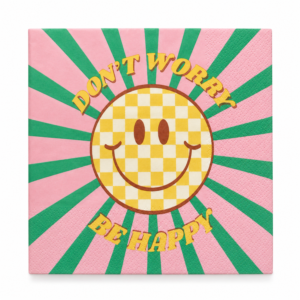 HouseVitamin Servietten Don’t Worry, Be Happy – 20 Stück, 3-lagig, 33 × 33