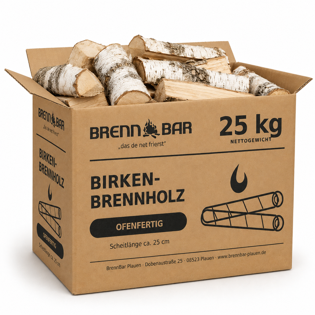 25 kg Brennholz Birke – ofenfertig & trocken – Scheitlänge ca