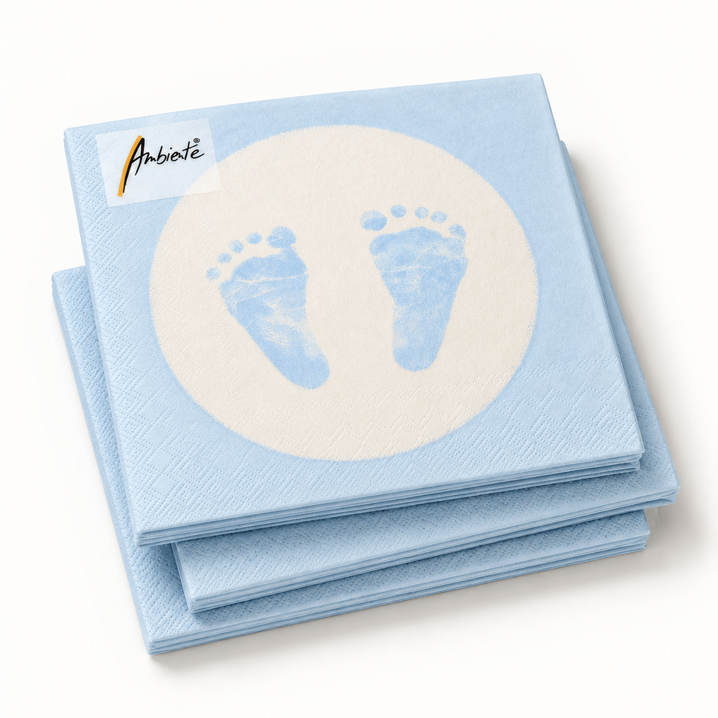 Ambiente Servietten Baby Steps Boy – 20 Stück, 3-lagig, 33 × 33 cm, FSC Mix