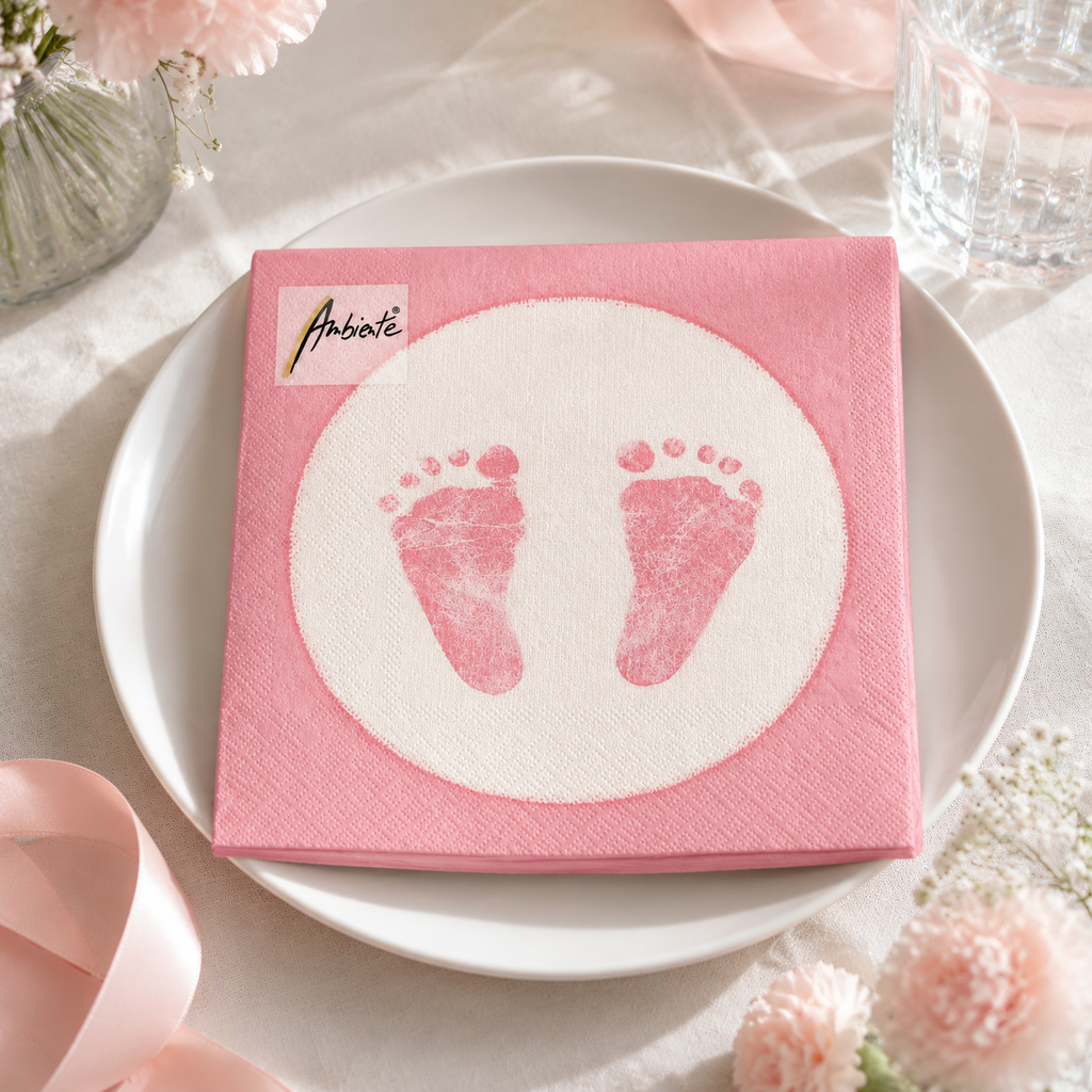 Ambiente Servietten Baby Steps Girl – 20 Stück, 3-lagig, 33 × 33 cm, FSC