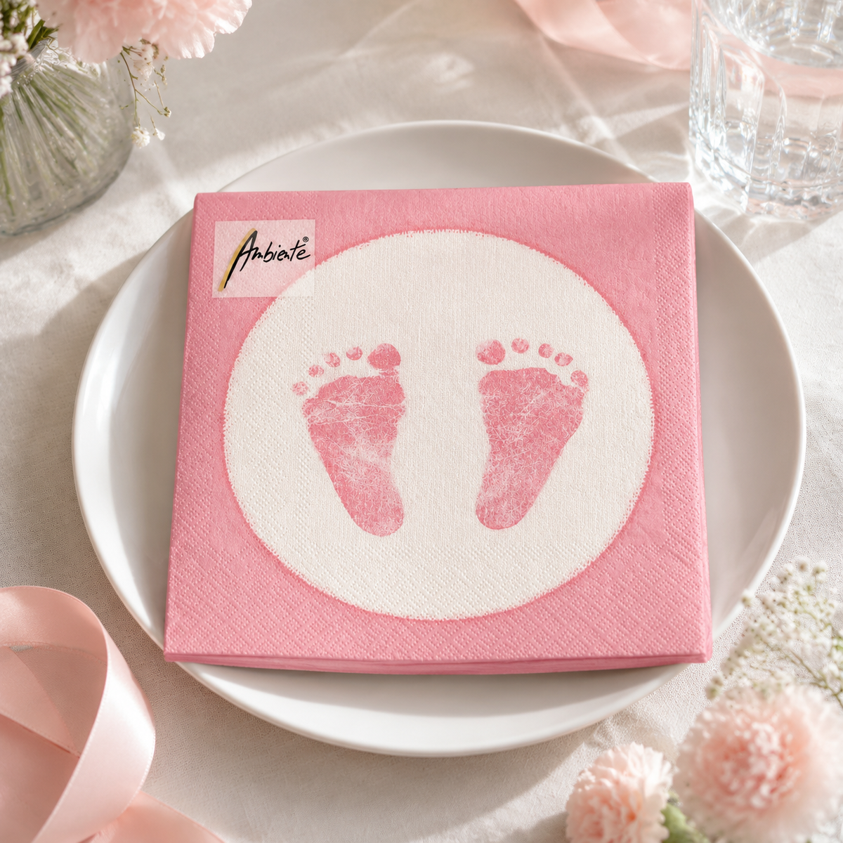 Ambiente Servietten Baby Steps Girl – 20 Stück, 3-lagig, 33 × 33 cm, FSC