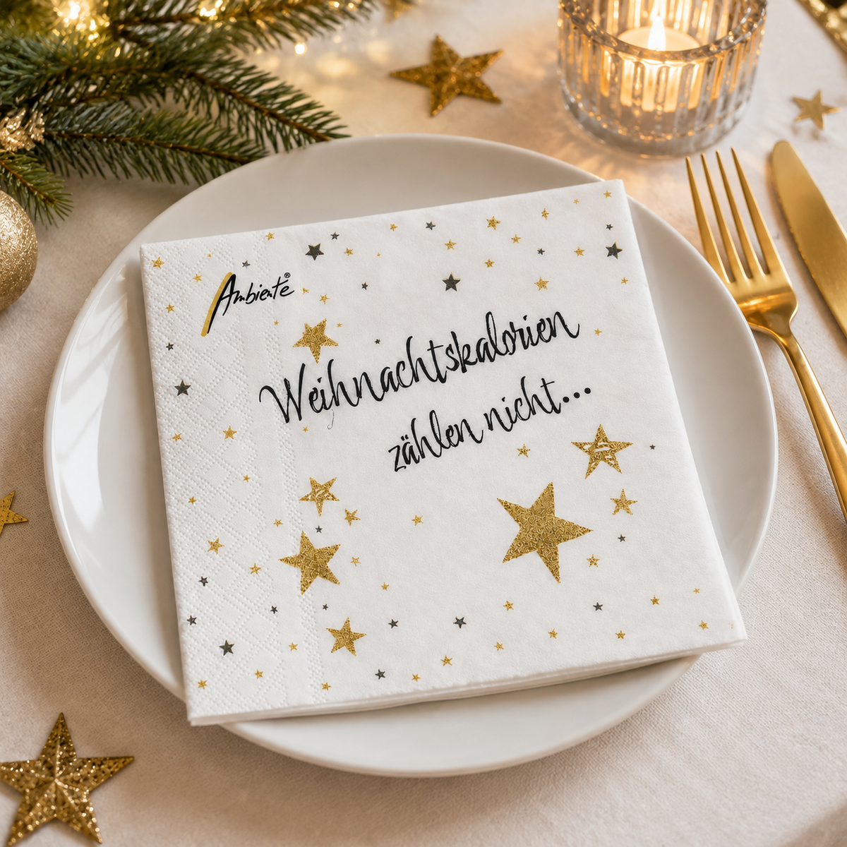 Ambiente Servietten Weihnachtskalorien zählen nicht – 20 Stück, 3-lagig, 33