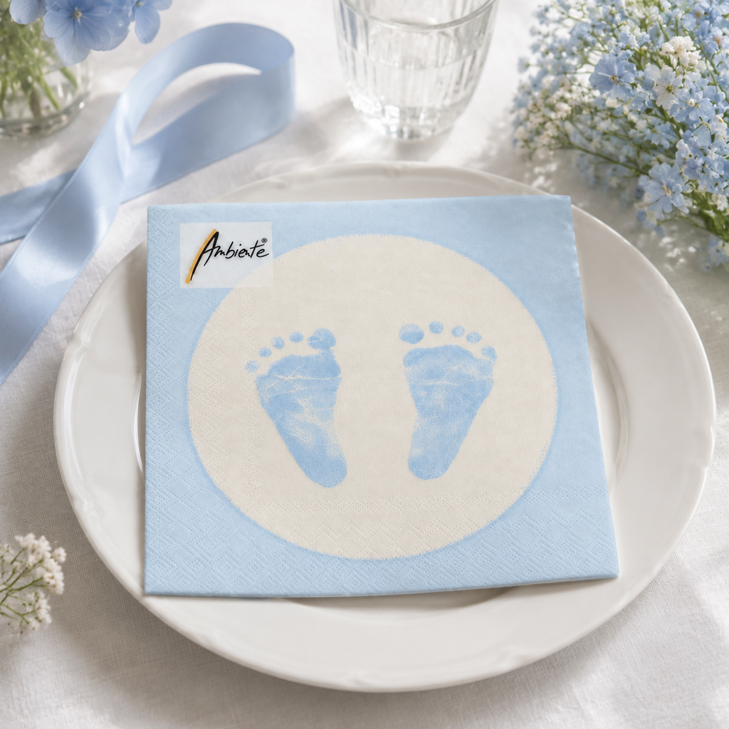 Ambiente Servietten Baby Steps Boy – 20 Stück, 3-lagig, 33 × 33 cm, FSC Mix