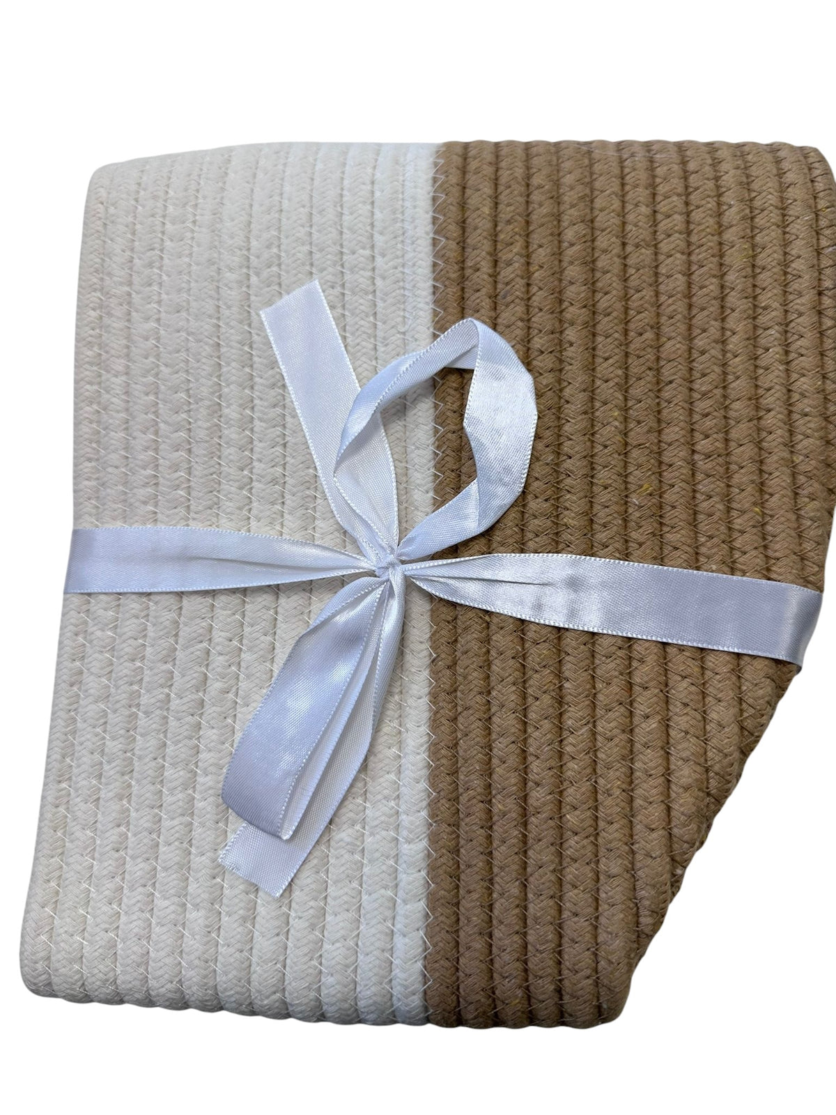 Faltbarer Aufbewahrungskorb aus Baumwollseil in Beige/Creme