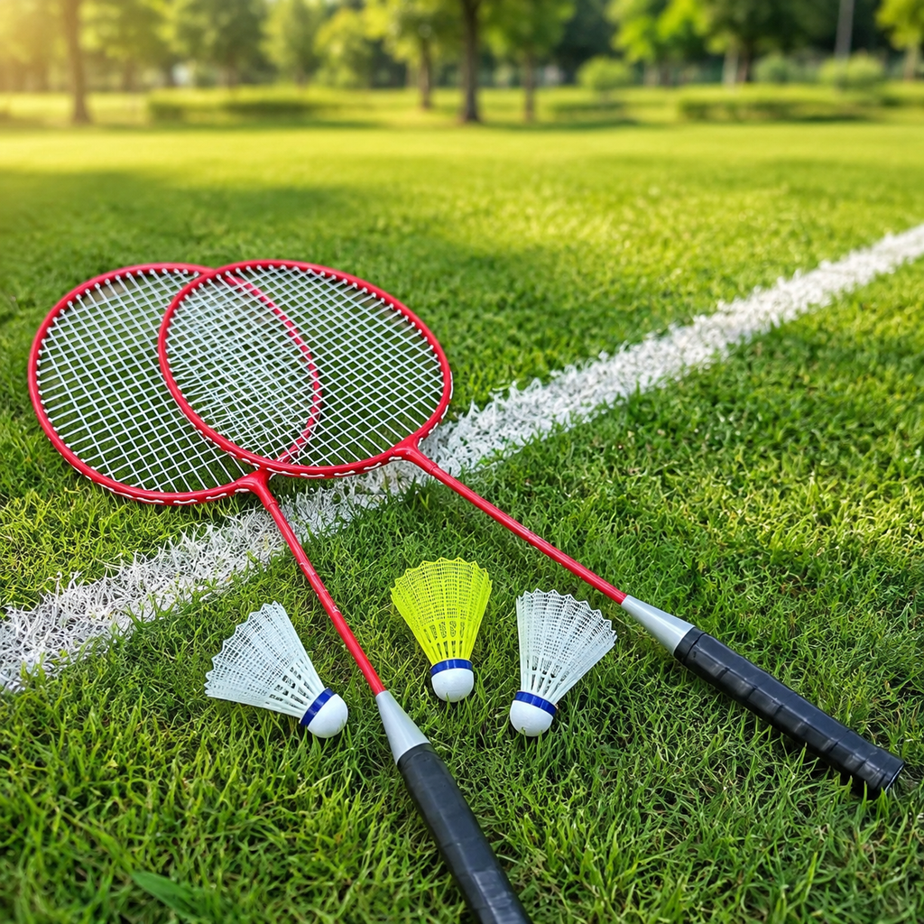 Badminton-Set mit 2 Schlägern und 3 Federbällen