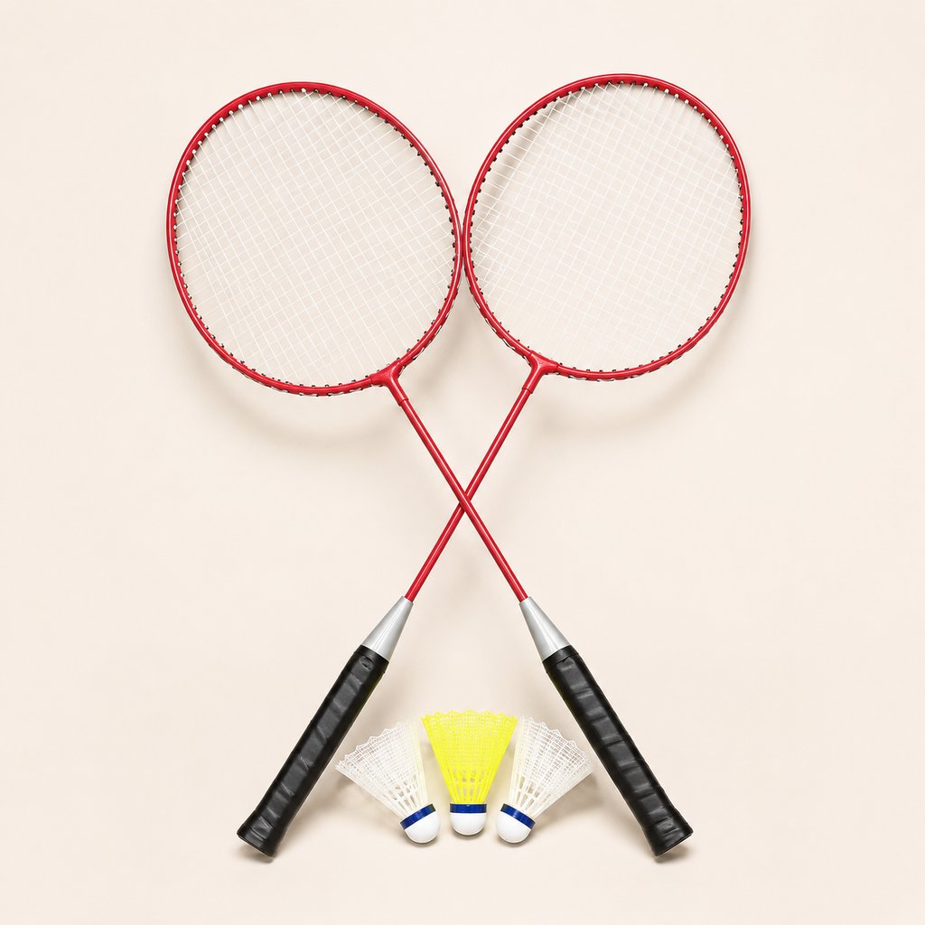 Badminton-Set mit 2 Schlägern und 3 Federbällen