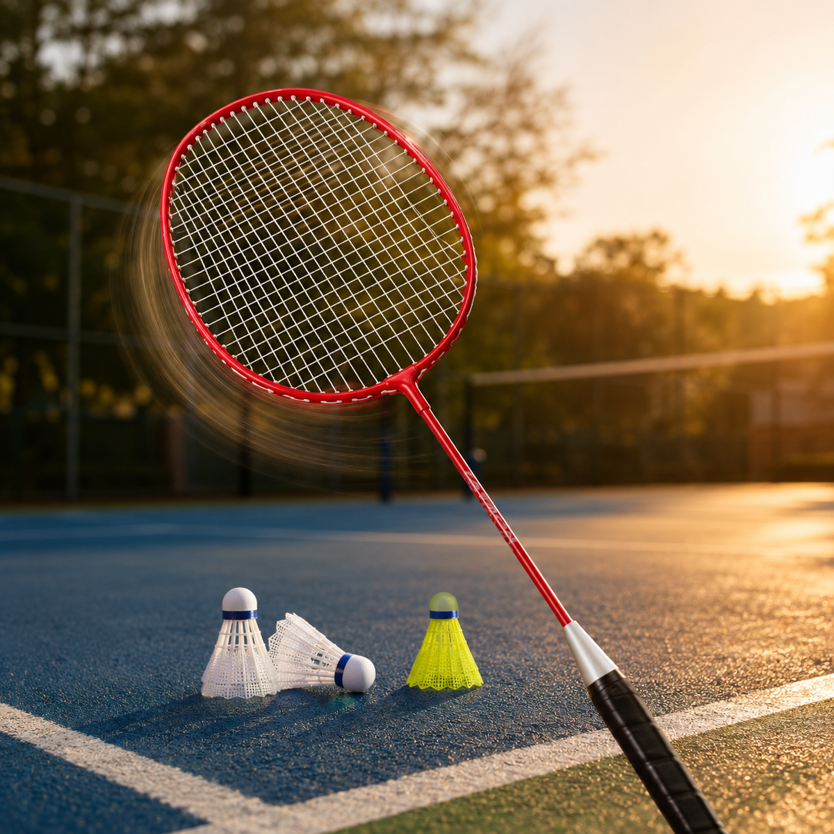 Badminton-Set mit 2 Schlägern und 3 Federbällen