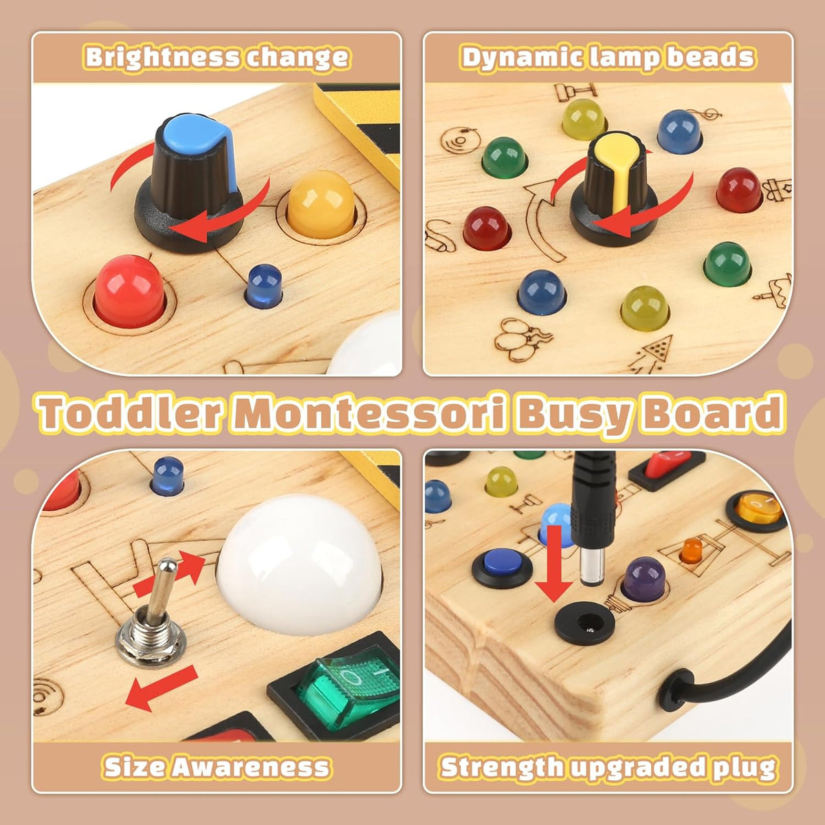 Joyreal Busy Board Baby Montessori Spielzeug ab 1 Jahr, Motorikspielzeug