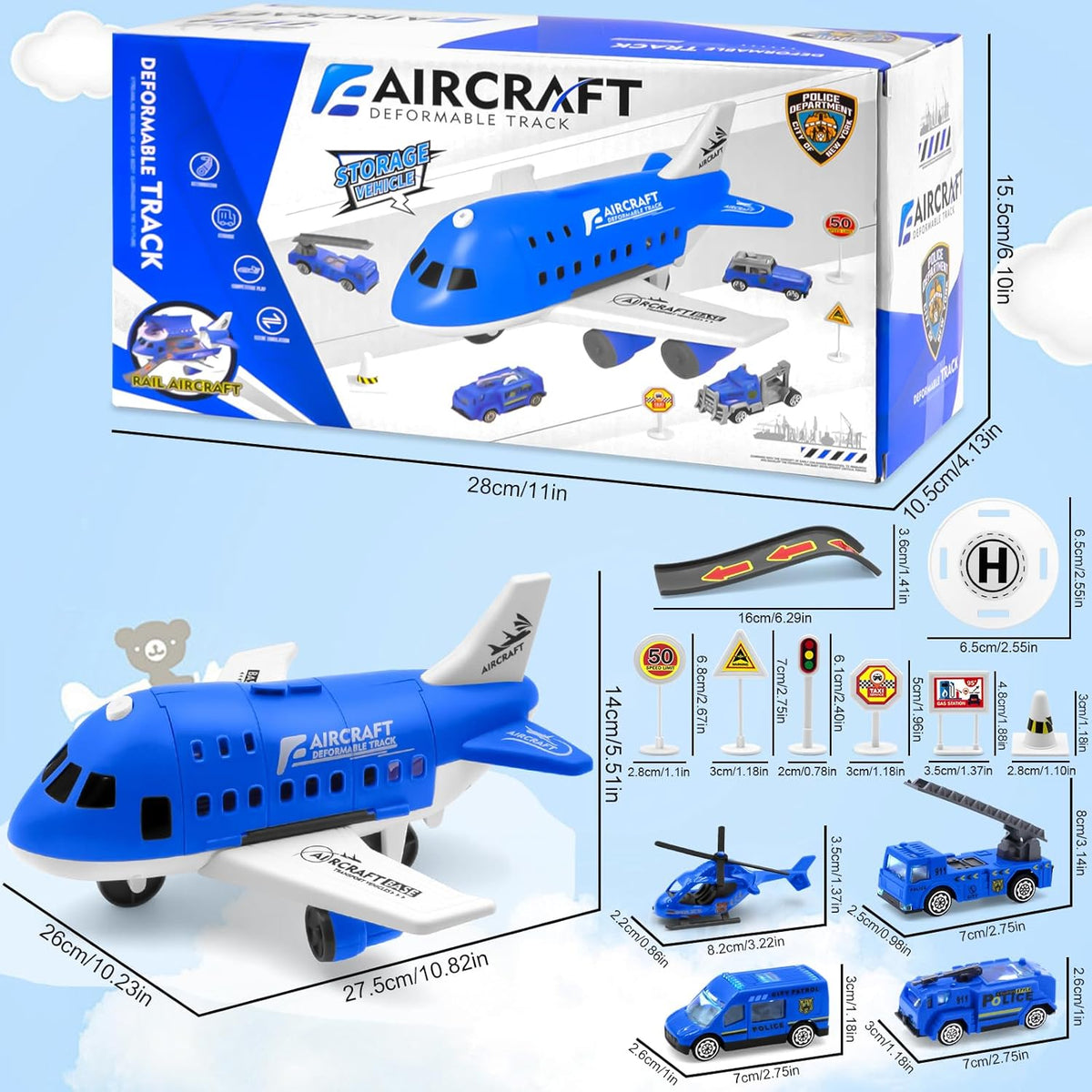 Flugzeug-Parkplatz Spielzeug Set, 11 Stück Transport Spielzeug Mit Rampe