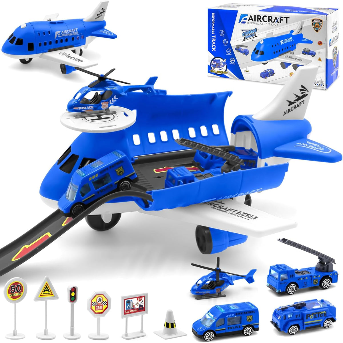 Flugzeug-Parkplatz Spielzeug Set, 11 Stück Transport Spielzeug Mit Rampe