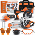 Vanplay Werkzeugkoffer Kinder Luxusmodell, Spielzeug Geschenk Junge Kinder ab 3?4?5 Jahren mit Elektrobohrmaschine Kettensäge Winkelschleifer Kreissäge, Aufbewahrungstasche
