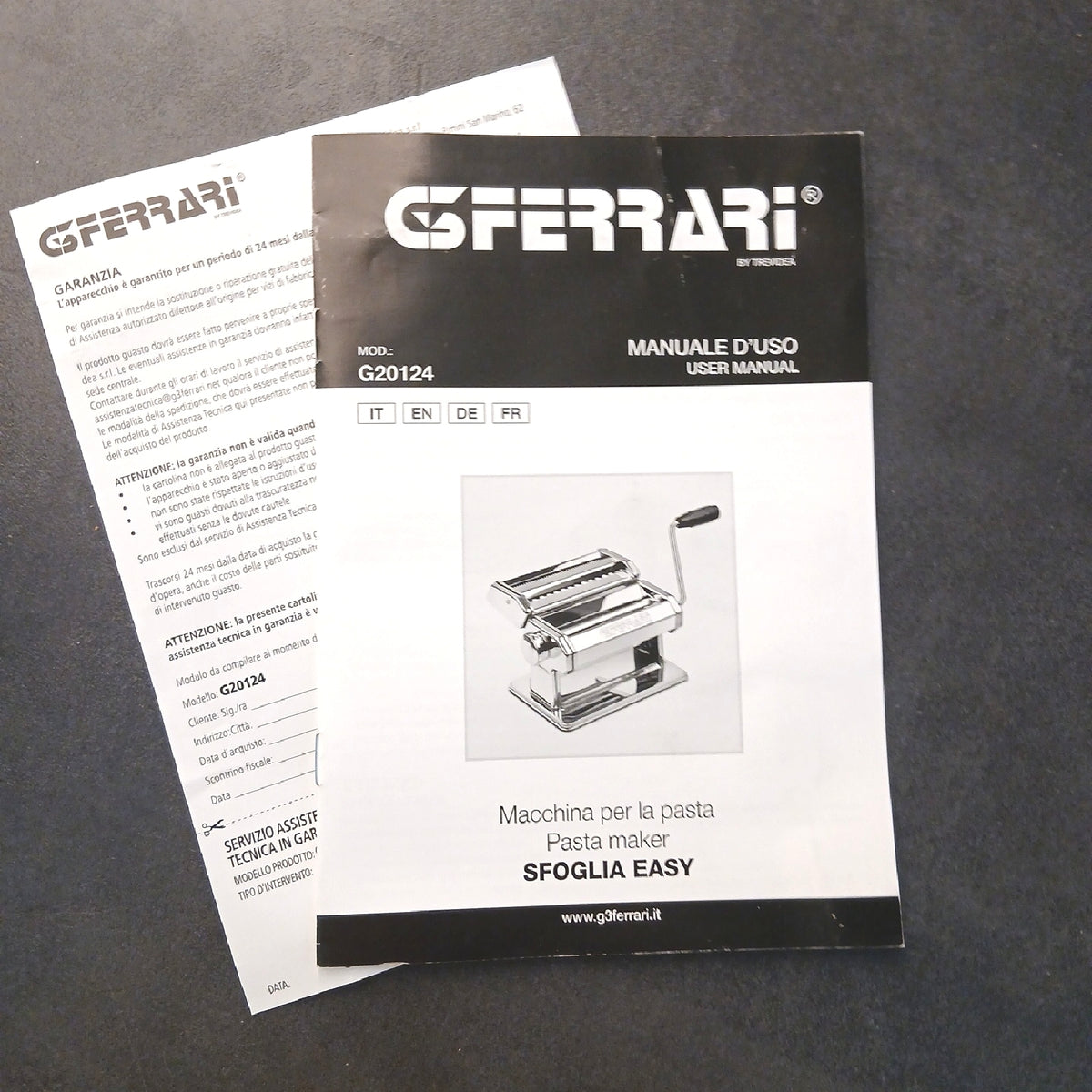 G3 Ferrari G20124 Easy Nudelmaschine Edelstahl Walzen – Wie neu, unvollständig