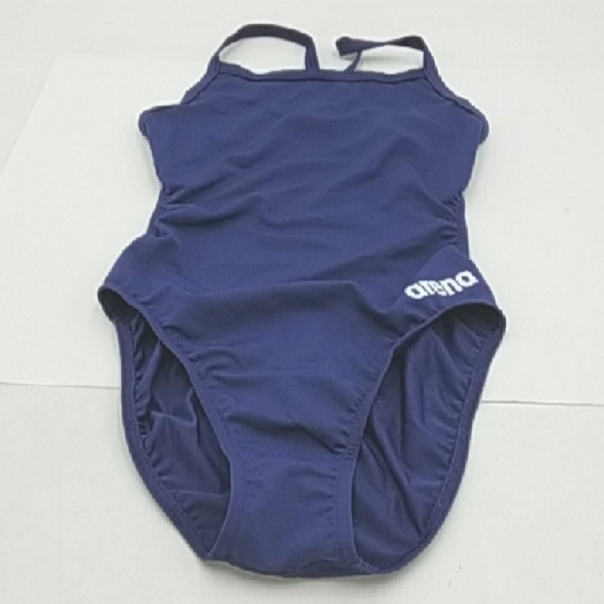 Arena Badeanzug Damen Schwimmbekleidung Challenge Back Solid Navy Weiß – Wie neu