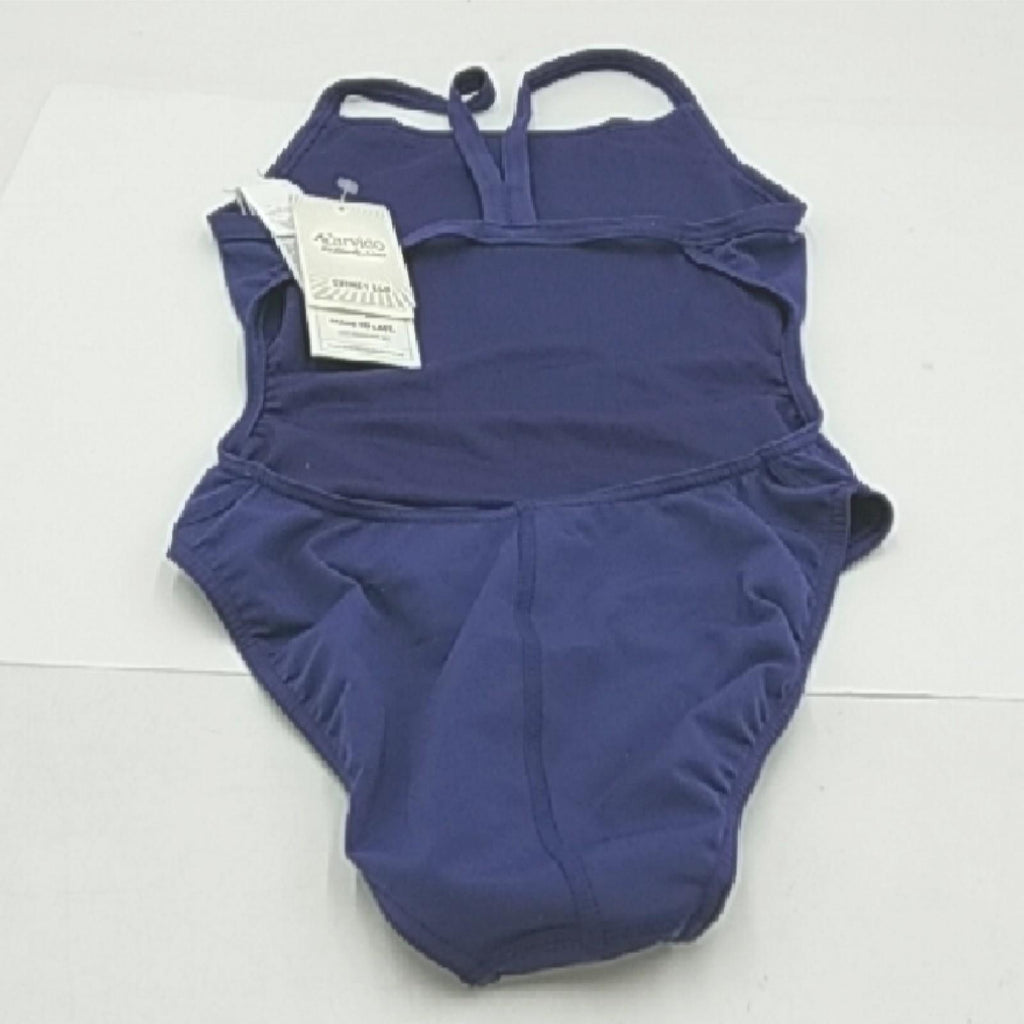 Arena Badeanzug Damen Schwimmbekleidung Challenge Back Solid Navy Weiß – Wie neu