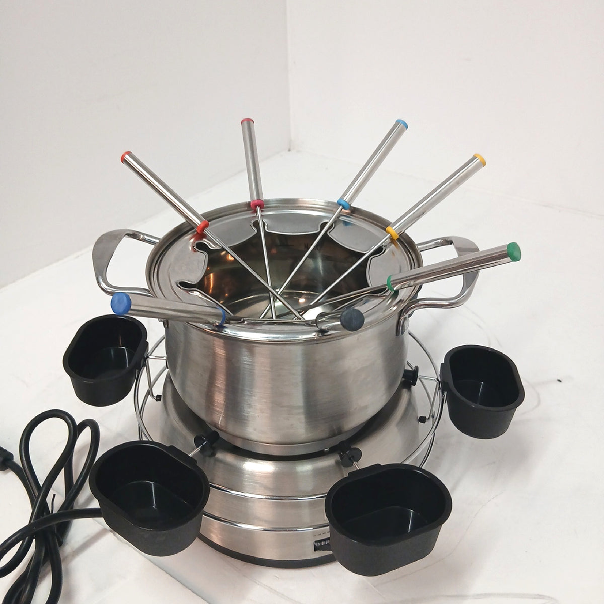 Fondue Set elektrisch Käse frittieren Schokolade Fonduegabeln 8  - Unvollständig