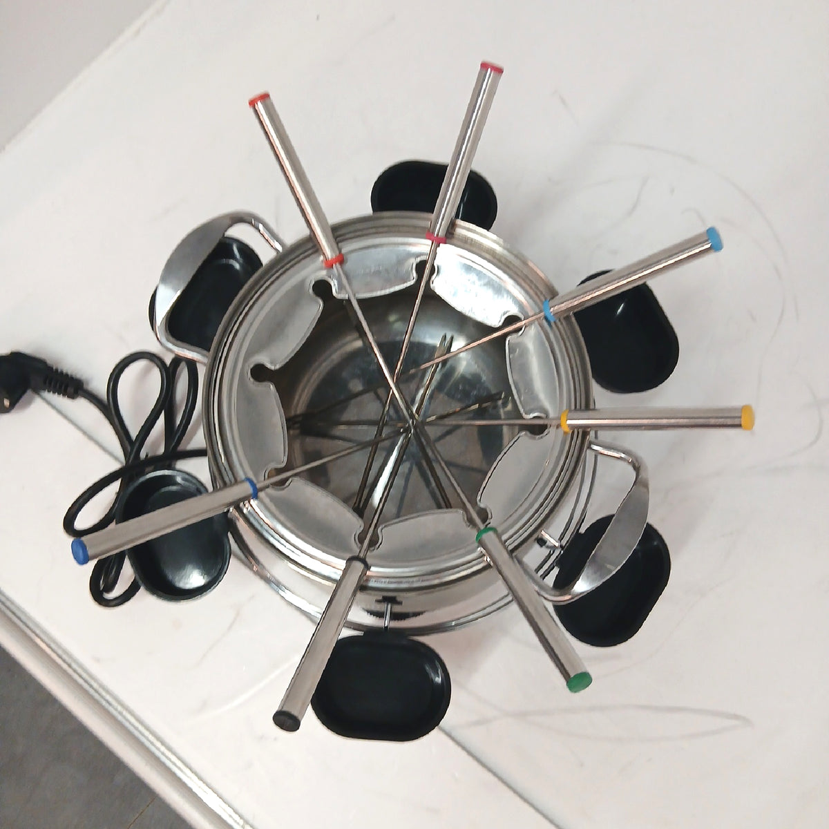 Fondue Set elektrisch Käse frittieren Schokolade Fonduegabeln 8  - Unvollständig