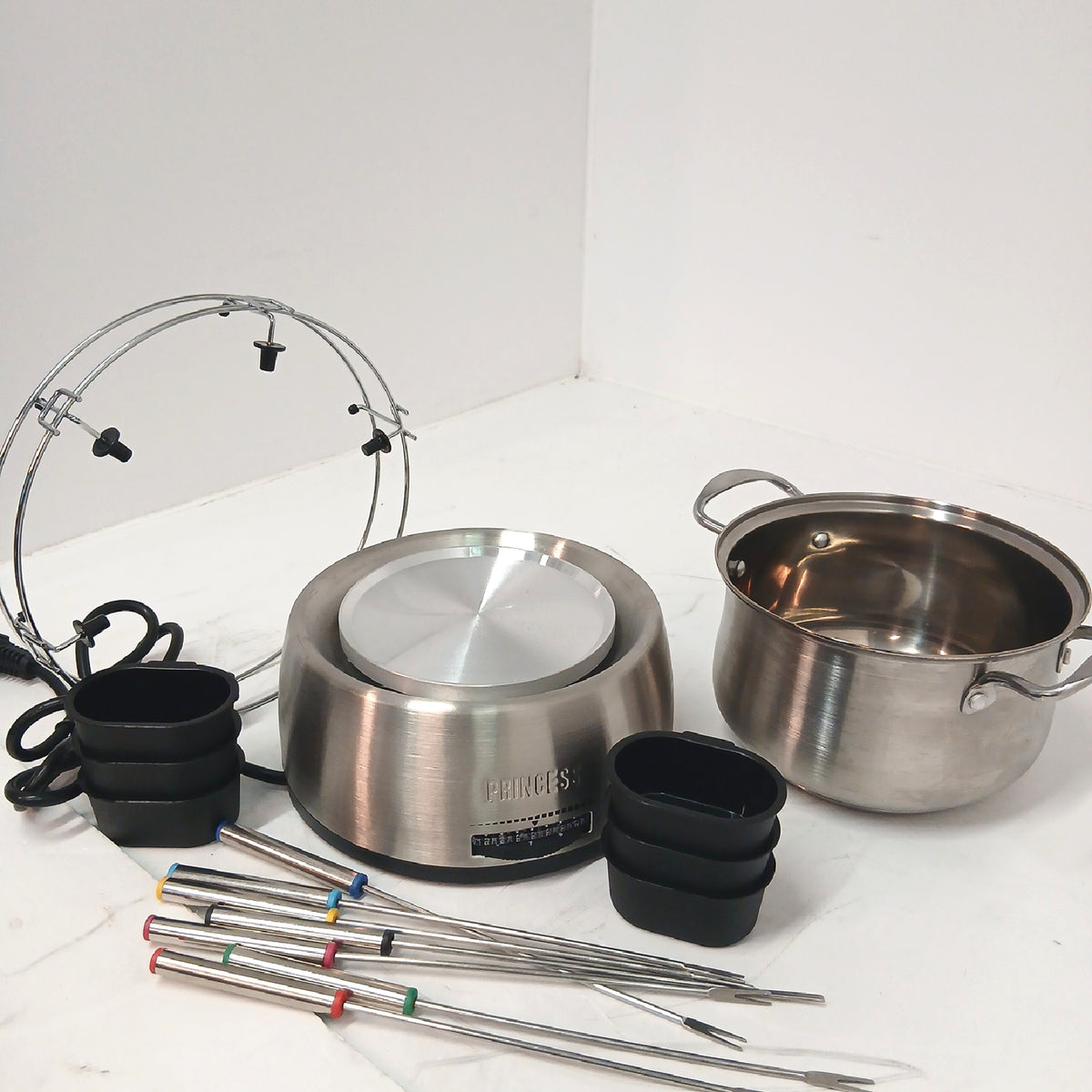 Fondue Set elektrisch Käse frittieren Schokolade Fonduegabeln 8  - Unvollständig