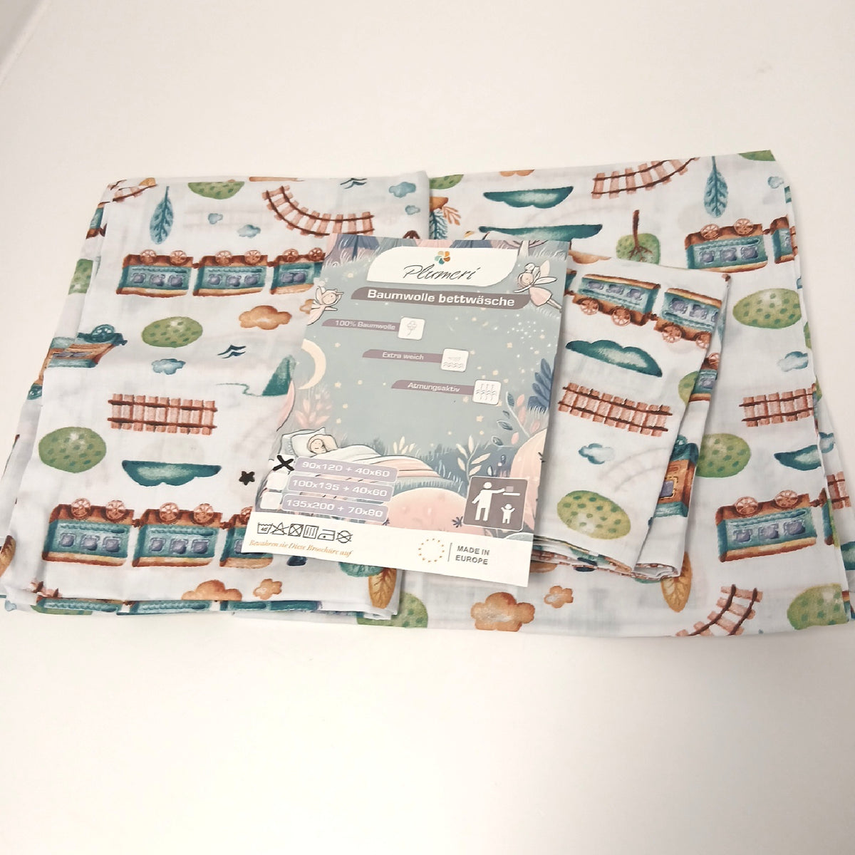 Baumwolle Kinderbettwäsche Bettwaren 90 x 120 40 x 60 Bunte Weiche Farben – Neu