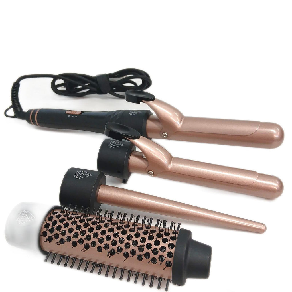 CkeyiN Lockenstab Haarpflege Styling Set 4-in-1 Keramik Beschichtung – Wie neu