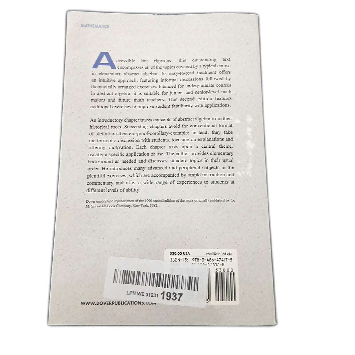 Abstrakte Algebra Buch Mathematik Universität Lehrbuch Theorie Lernen – Sehr gut