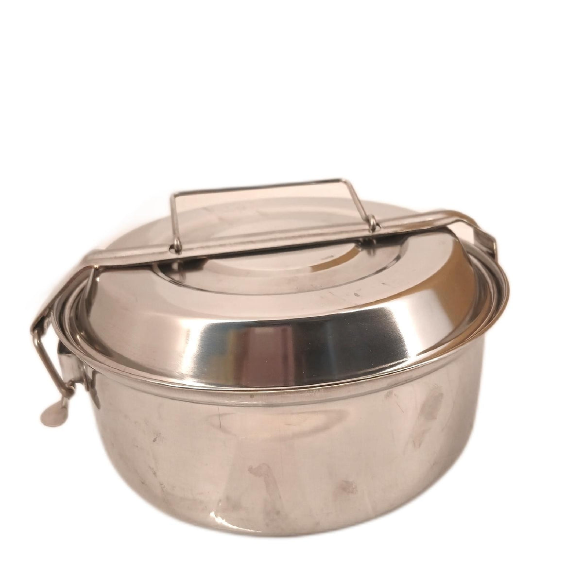 Metall-Brotdose aus Edelstahl mit 2 Tellern à 18 cm. Lunch Box Brotdose – Neu