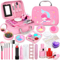 Dreamon Kinderschminke mädchen, Waschbar Make up Spielzeug für Mädchen Kinder Nagellacke mit Koffer