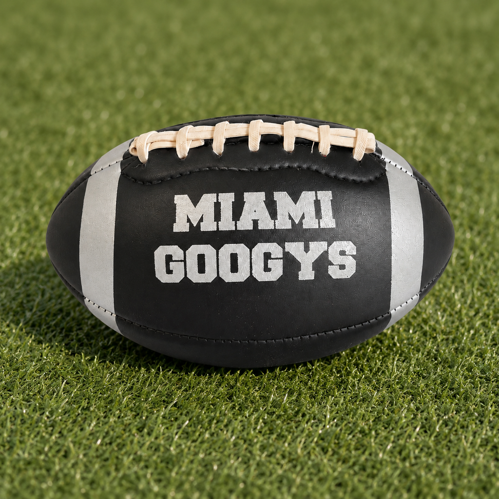 GOOGYS Mini American Football – Schwarz/Silber – 22 × 14 cm