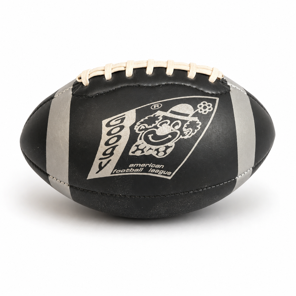 GOOGYS Mini American Football – Schwarz/Silber – 22 × 14 cm