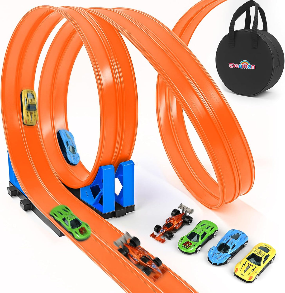 Dreamon Flexible Autorennbahn Kinder 3 4 5 6 Jahre - 5 Meter Rennbahn