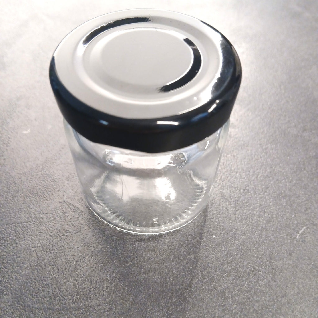 Vitrea Mini Marmeladengläser Einmachzubehör 12 × 50 ml Deckel Schwarz