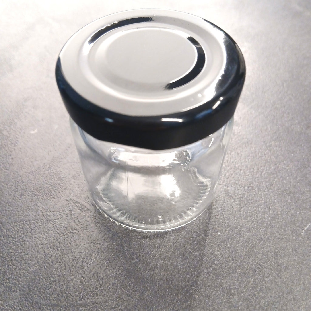 Vitrea Mini Marmeladengläser Einmachzubehör 12 × 50 ml Deckel Schwarz