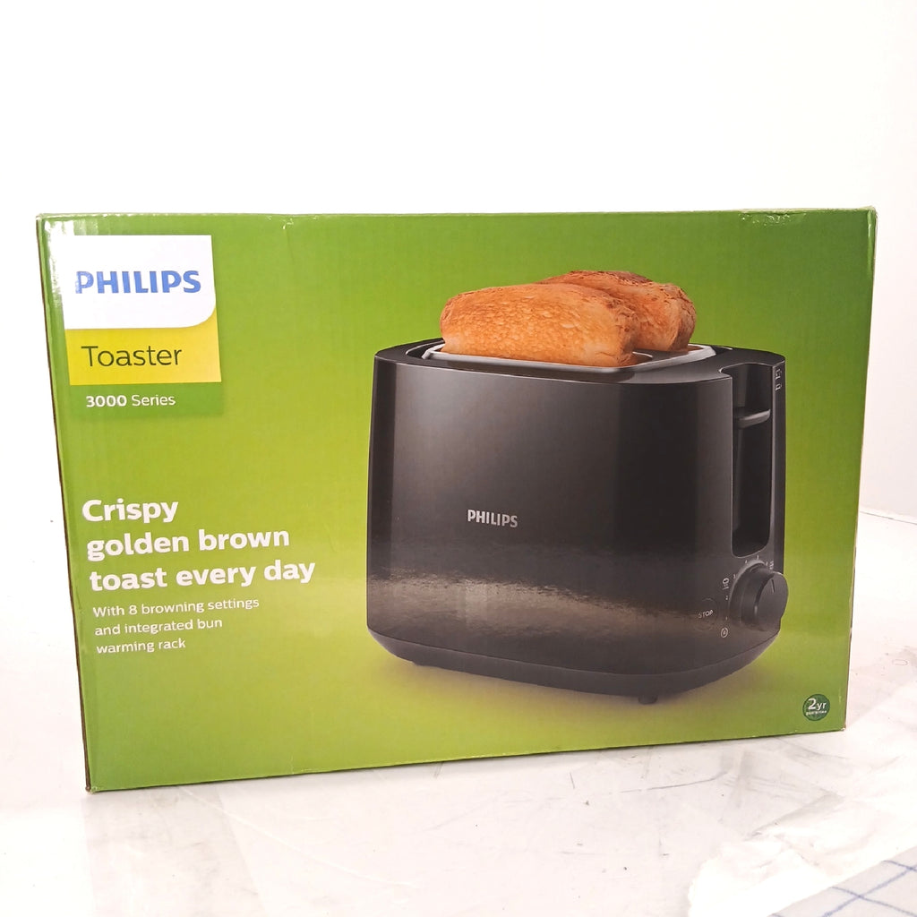 Philips Toaster 2 Toastschlitze 8 Stufen Brötchenaufsatz Auftaufunktion – Neu