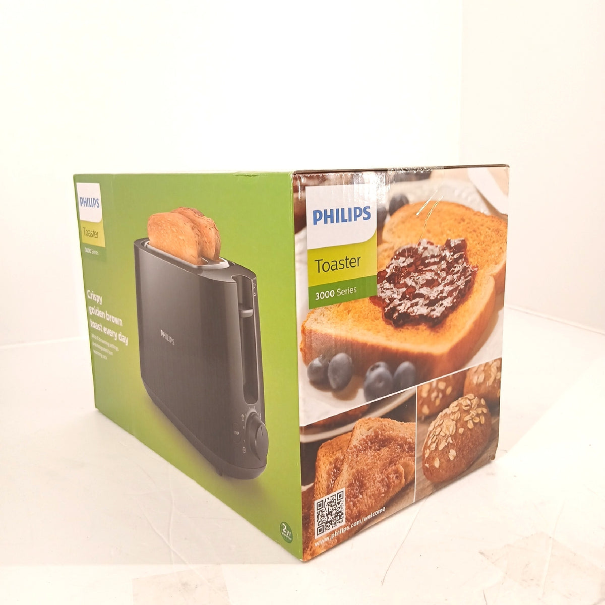 Philips Toaster 2 Toastschlitze 8 Stufen Brötchenaufsatz Auftaufunktion – Neu