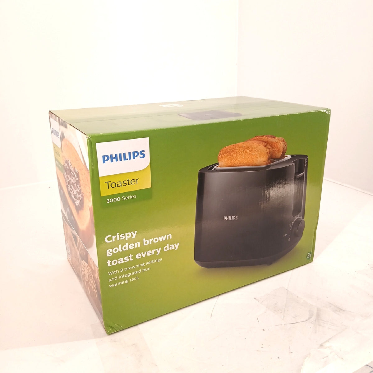 Philips Toaster 2 Toastschlitze 8 Stufen Brötchenaufsatz Auftaufunktion – Neu