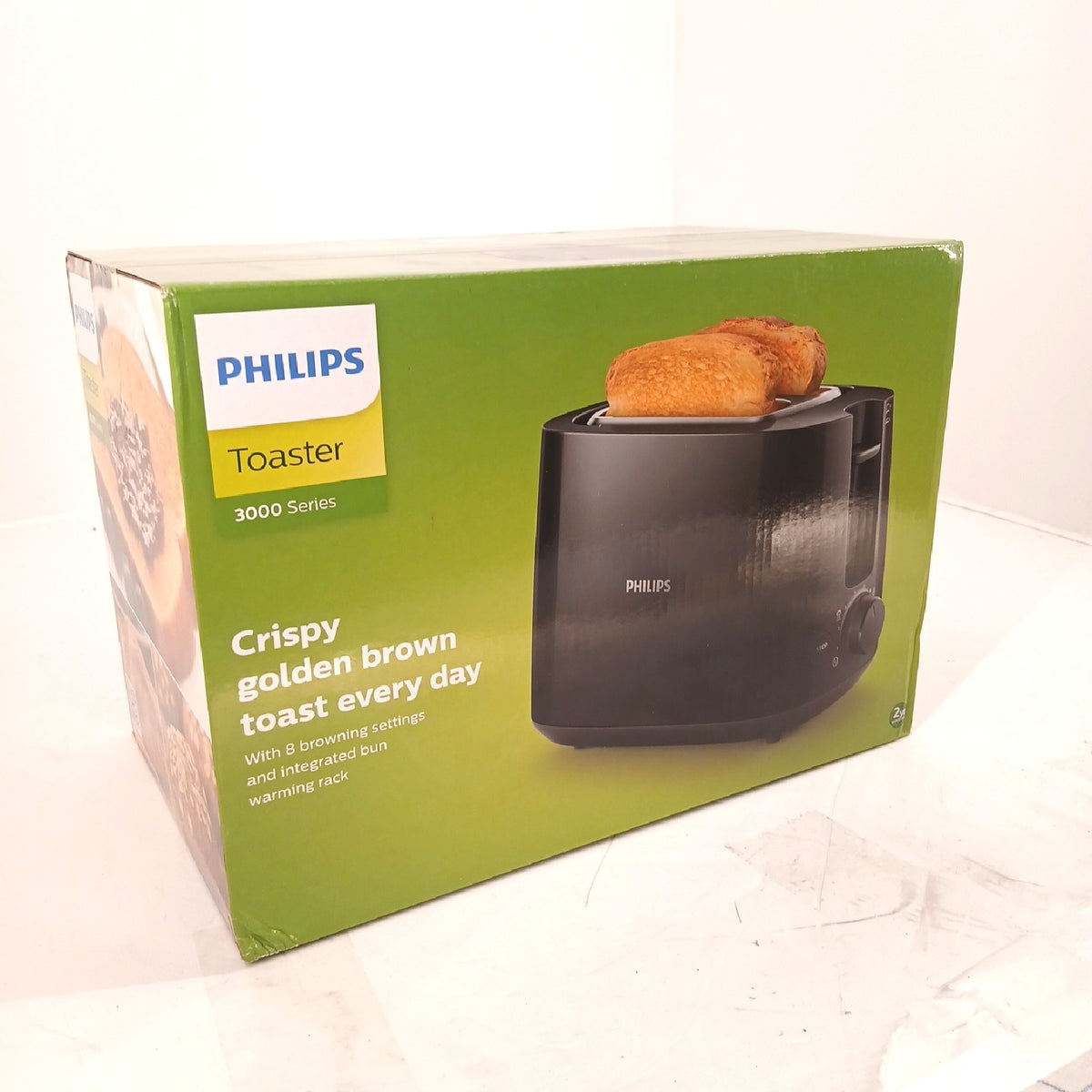 Philips Toaster 2 Toastschlitze 8 Stufen Brötchenaufsatz Auftaufunktion – Neu