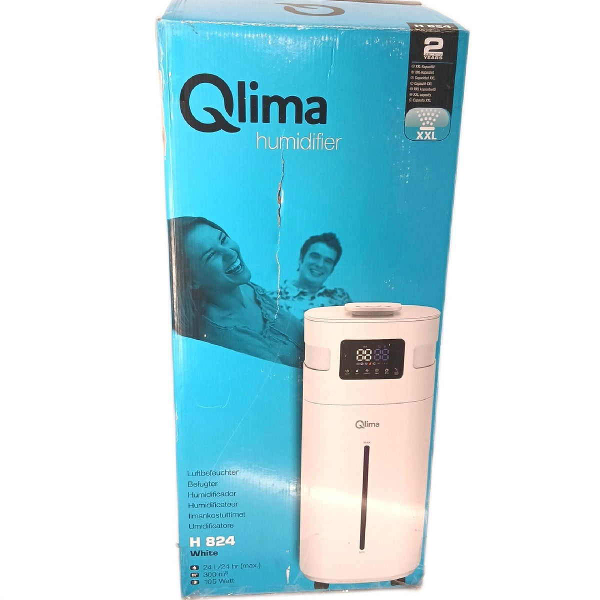 Qlima Luftbefeuchter mit Digitaldisplay, weiß – Wie neu