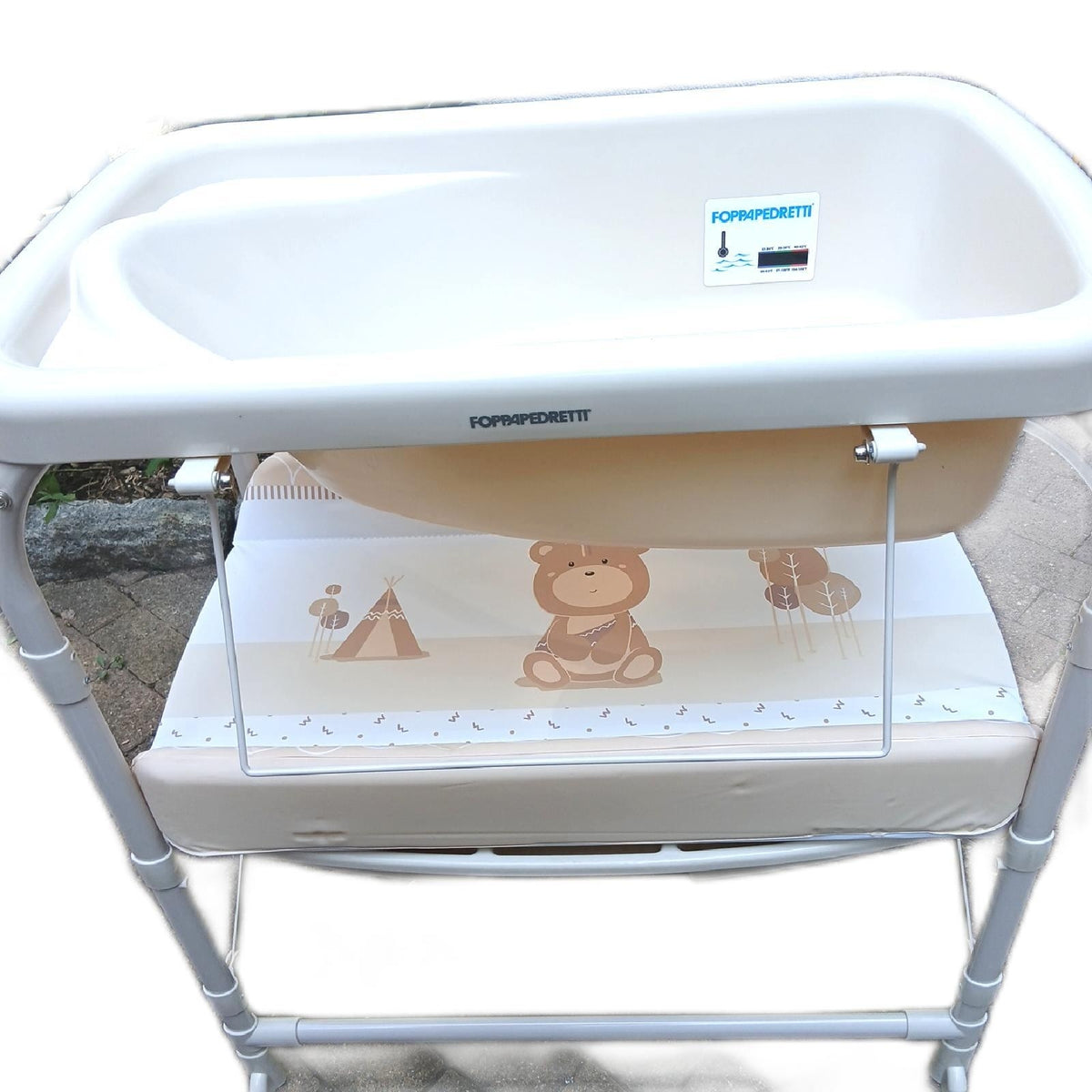Foppapedretti Babybadewanne Babypflege Mit Wickelauflage Und Stabilen Gestell Komfort