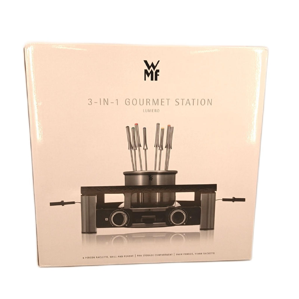 WMF Raclette Gourmet Station Tisch Grill Lumero 3 in 1 vielseitig elegant robust